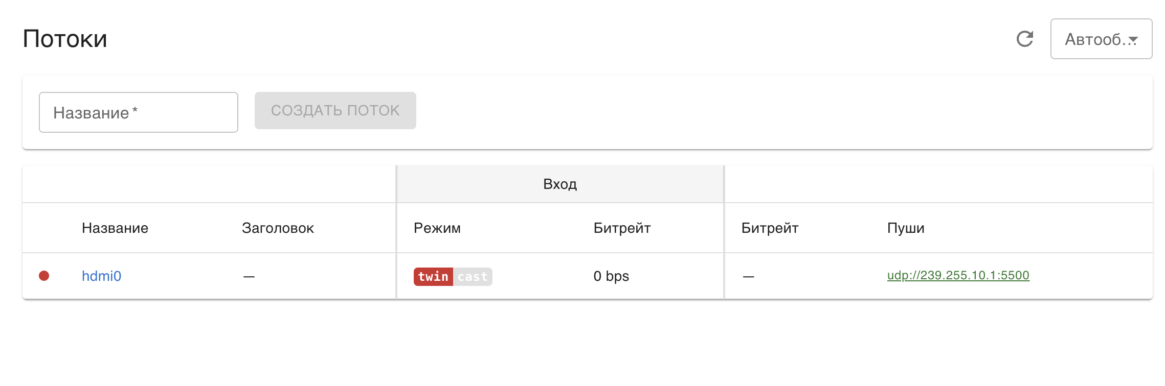 Список потоков