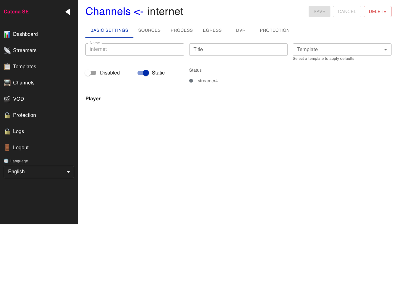 Страница созданного канала
