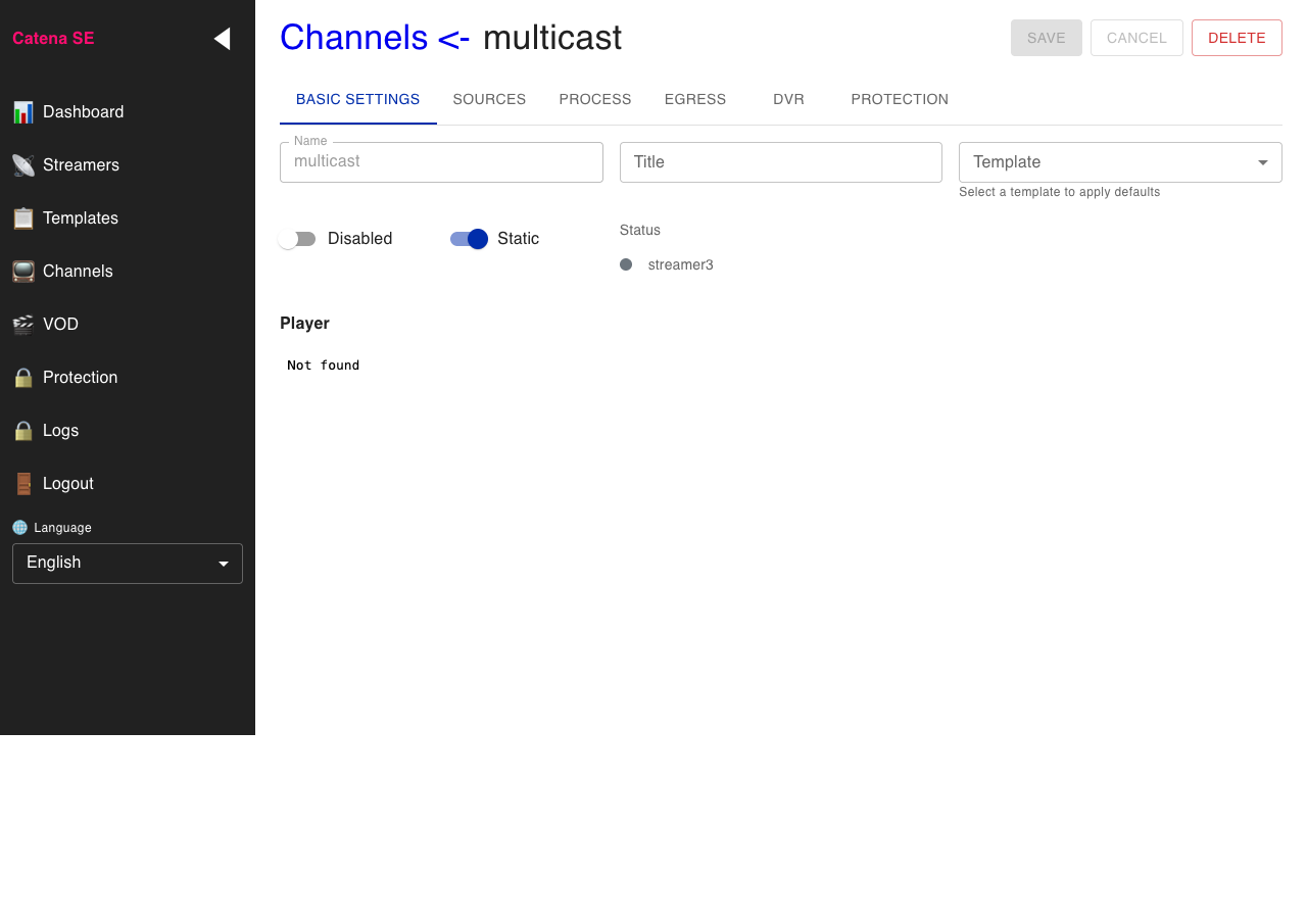 Страница созданного канала