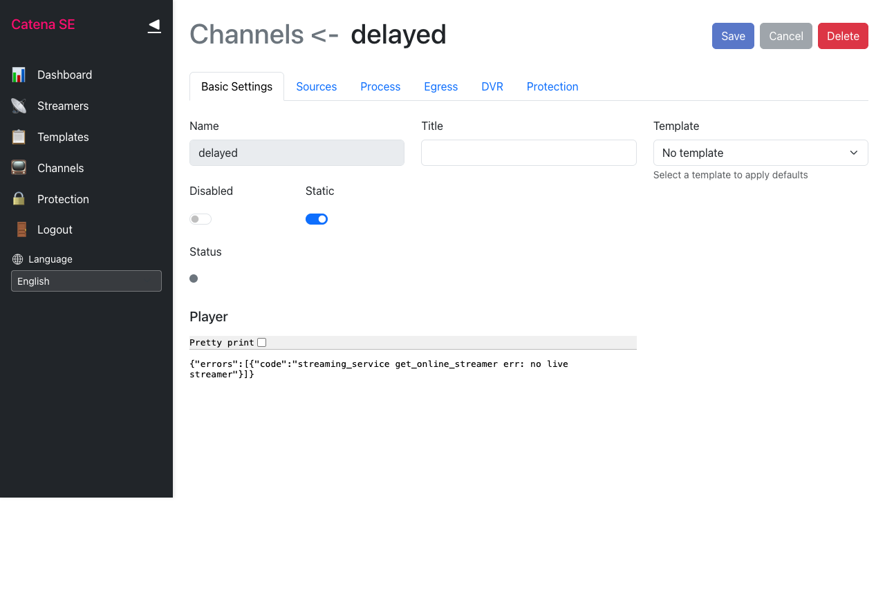 Страница созданного канала