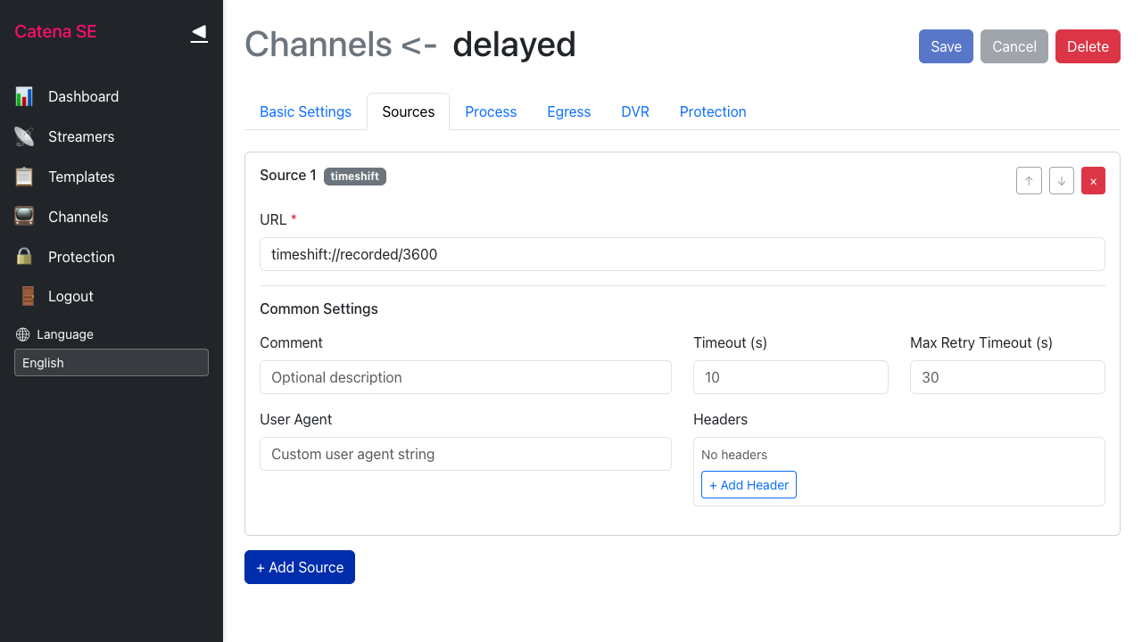Источник timeshift настроен
