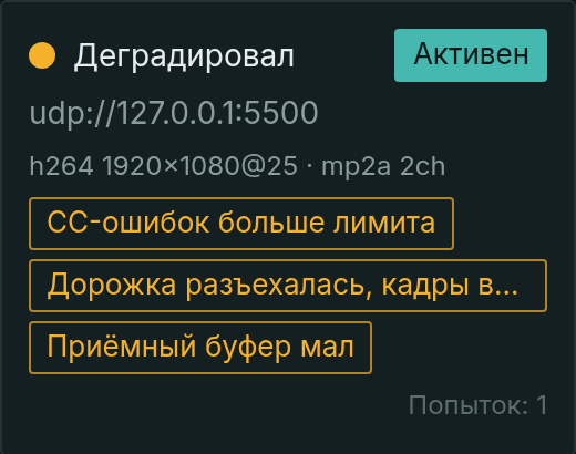 Потери датаграмм названы в карточке здоровья: причина — приёмный буфер, CC-ошибки и разъезд — её следствия