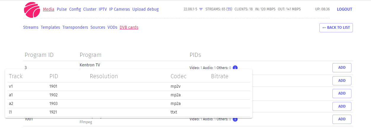 DVB options