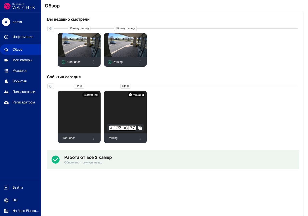 Обзор в Flussonic Watcher
